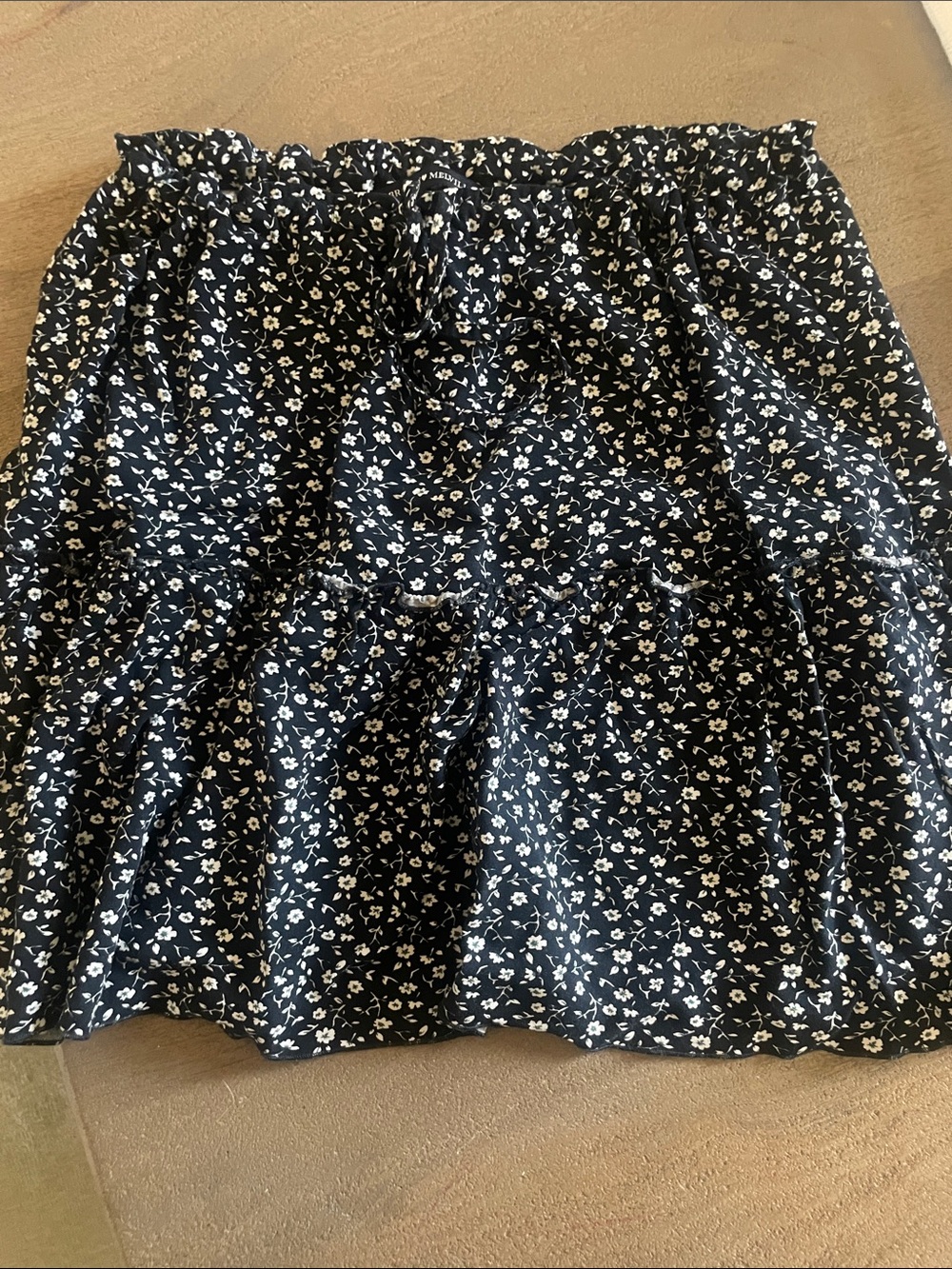Brandy Melville Navy Miniskirt with White Floral Print Small Women’s Skirt